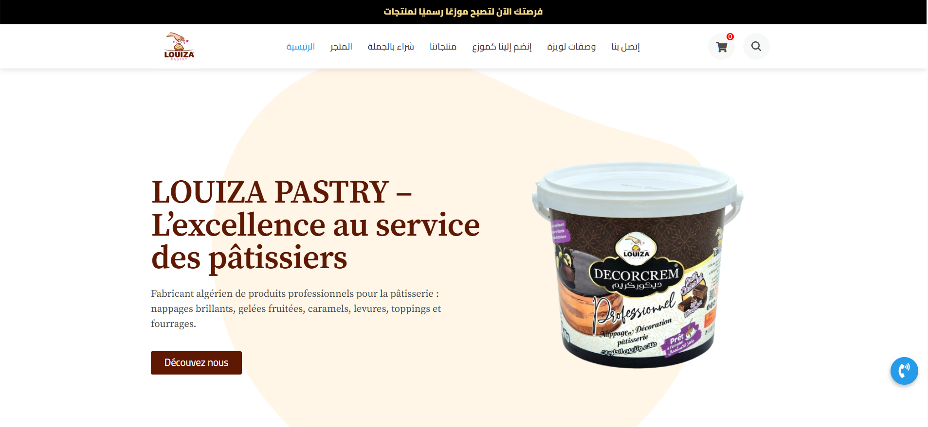 Screenshot of the Louiza Pastry company and shop website.